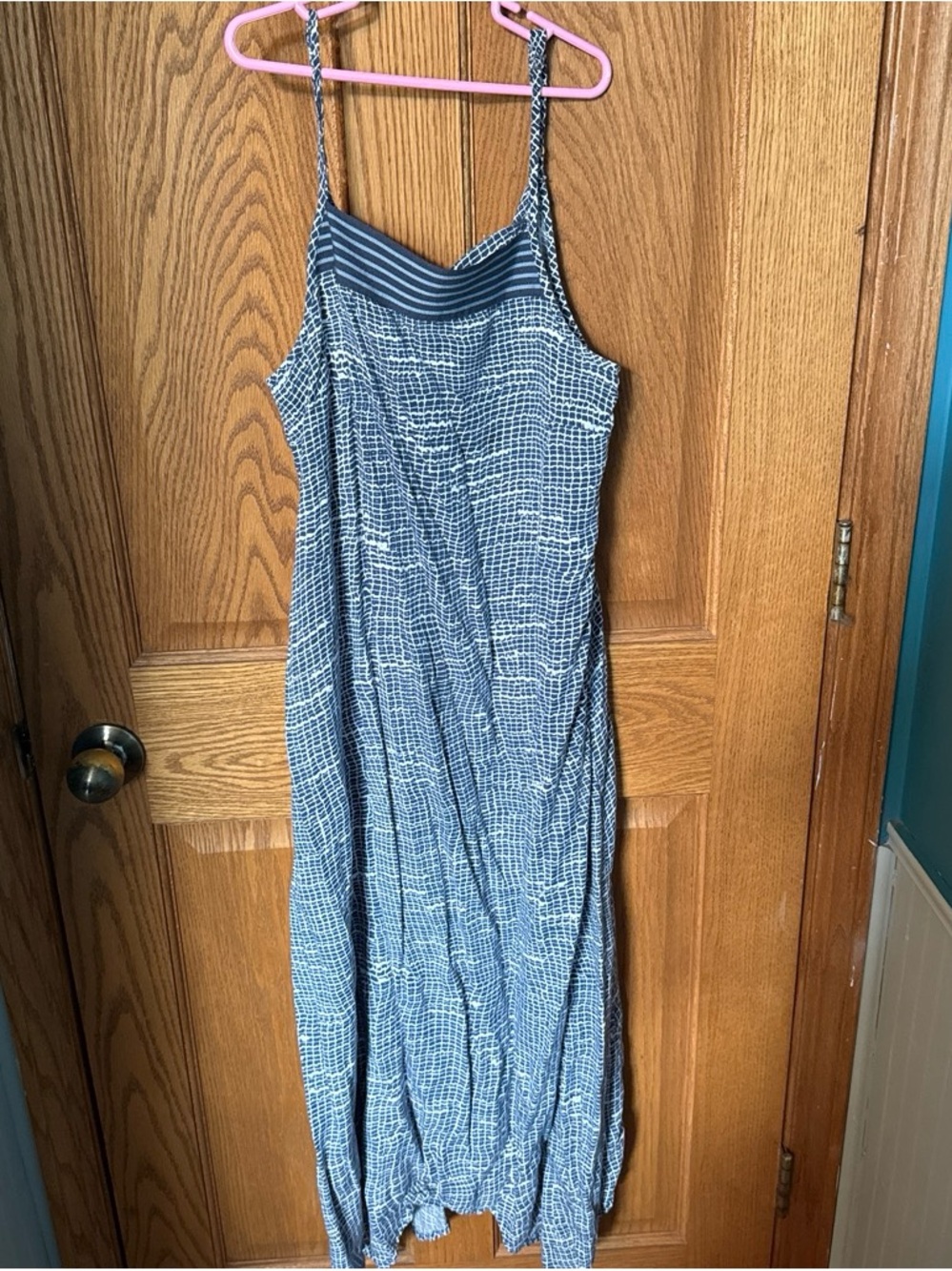 Blue Textured Strappy Maxi Dress